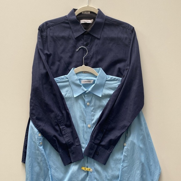 Calvin Klein Button Down Shirts Set Bundle of 2 Blue - Picture 4 of 9